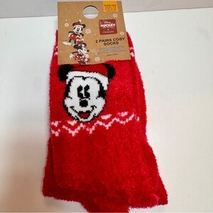 NWT Primark Disney Mickey & Friends x Primark cozy socks. 2 pairs of red socks